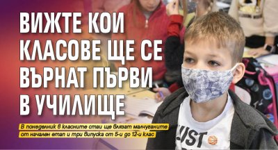Вижте кои класове ще се върнат първи в училище 