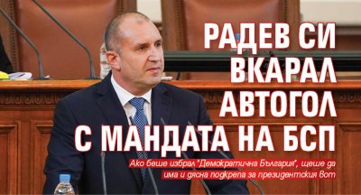 Радев си вкарал автогол с мандата на БСП