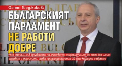 Огнян Герджиков: Българският парламент не работи добре