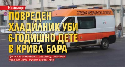 Кошмар: Повреден хладилник уби 6-годишно дете в Крива бара 