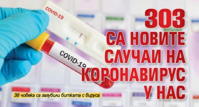 303 са новите случаи на коронавирус у нас