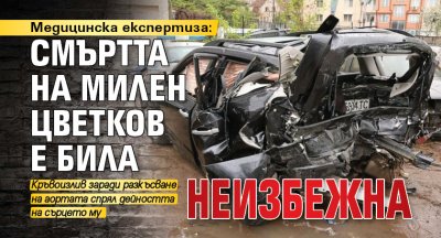 Медицинска експертиза: Смъртта на Милен Цветков е била неизбежна