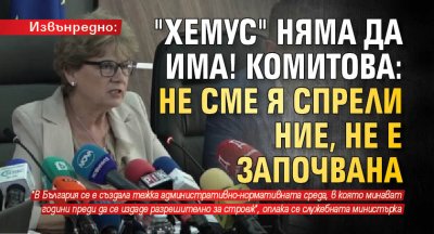 Извънредно: "Хемус" няма да има! Комитова: Не сме я спрели ние, не е започвана