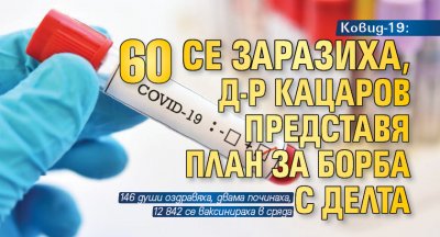 Ковид-19: 60 се заразиха, д-р Кацаров представя план за борба с Делта