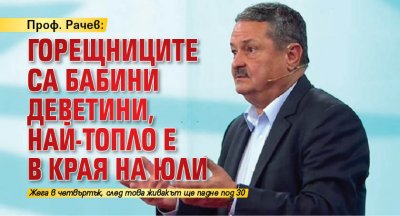 Проф. Рачев: Горещниците са бабини деветини, най-топло е в края на юли