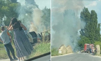 Кола се запали в движение край Пловдив