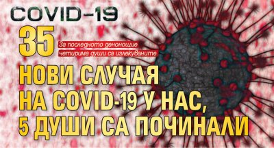 35 нови случая на COVID-19 у нас, 5 души са починали