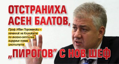 Отстраниха Асен Балтов, "Пирогов" с нов шеф