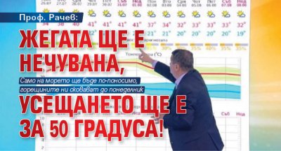 Проф. Рачев: Жегата ще е нечувана, усещането ще е за 50 градуса!