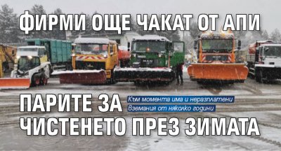 Фирми още чакат от АПИ парите за чистенето през зимата