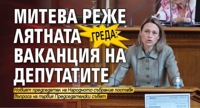 Греда: Митева реже лятната ваканция на депутатите