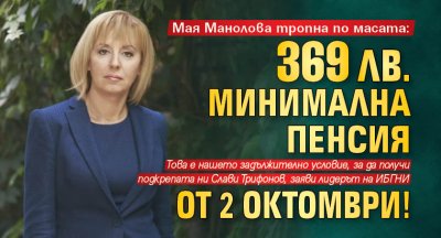 Мая Манолова тропна по масата: 369 лв. минимална пенсия от 1 октомври!