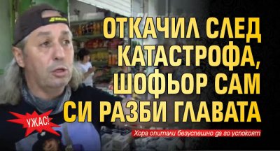 УЖАС! Откачил след катастрофа, шофьор сам си разби главата (видео)