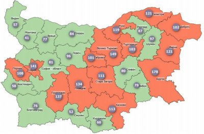 Половин България светна в оранжев ковид ръст 