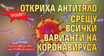 ПРОБИВ?!? Откриха антитяло срещу всички варианти на коронавируса