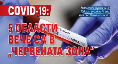 COVID-19: 5 области вече са в "червената зона"