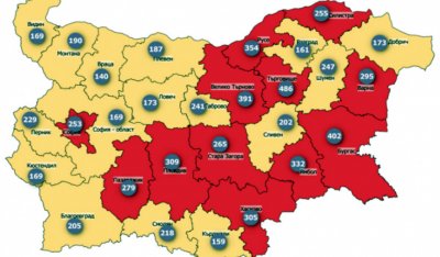 12 области вече са в червената зона