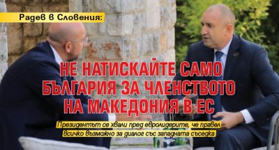 Радев в Словения: Не натискайте само България за членството на Македония в ЕС 