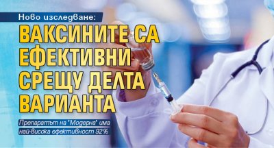 Ново изследване: Ваксините са ефективни срещу Делта варианта