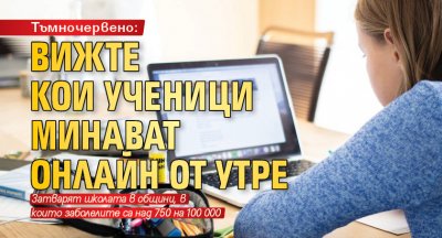 Тъмночервено: Вижте кои ученици минават онлайн от утре 