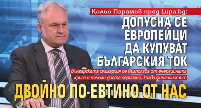 Кольо Парамов пред Lupa.bg: Допусна се европейци да купуват българския ток двойно по-евтино от нас