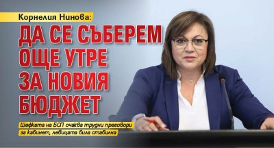 Корнелия Нинова: Да се съберем още утре за новия бюджет