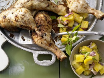 Ямайка пилешки бутчета с ананасова салца (СТЪПКА ПО СТЪПКА)
