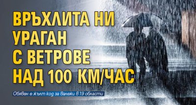 Връхлита ни ураган с ветрове над 100 км/час