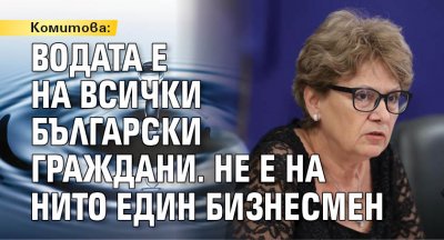 Комитова: Водата е на всички български граждани. Не е на нито един бизнесмен