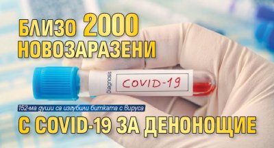 Близо 2000 новозаразени с COVID-19 за денонощие