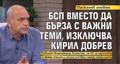 Паскалев гневен: БСП вместо да бърза с важни теми, изключва Кирил Добрев