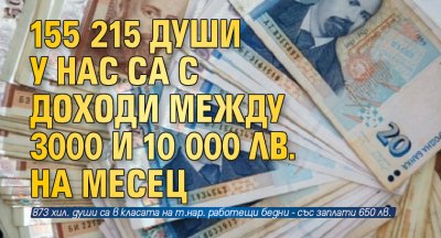 155 215 души у нас са с доходи между 3000 и 10 000 лв. на месец