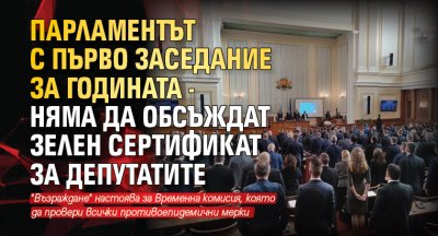 Парламентът с първо заседание за годината - няма да обсъждат зелен сертификат за депутатите