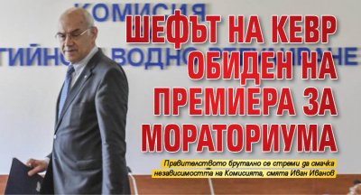 Шефът на КЕВР обиден на премиера за мораториума 