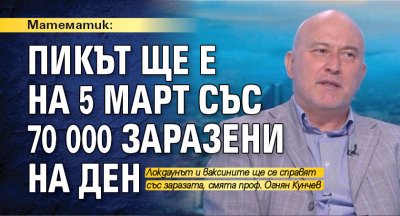 Математик: Пикът ще е на 5 март със 70 000 заразени на ден