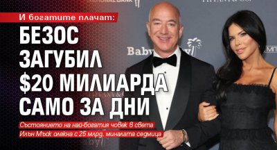 И богатите плачат: Безос загубил $20 милиарда само за дни