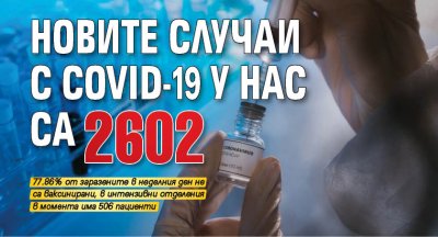 Новите случаи с COVID-19 у нас са 2602