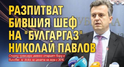 Разпитват бившия шеф на "Булгаргаз" Николай Павлов
