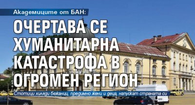 Академиците от БАН: Очертава се хуманитарна катастрофа в огромен регион