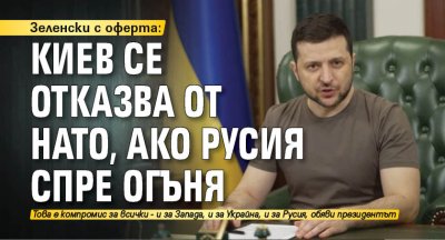 Зеленски с оферта: Киев се отказва от НАТО, ако Русия спре огъня 