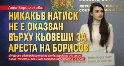 Лена Бориславова: Никакъв натиск не е оказван върху Кьовеши за ареста на Борисов