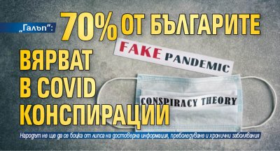 „Галъп”: 70% от българите вярват в Covid конспирации