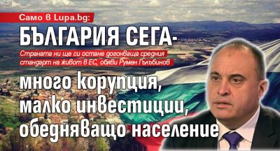 Само в Lupa.bg: България сега- много корупция, малко инвестиции, обедняващо население