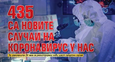 435 са новите случаи на коронавирус у нас