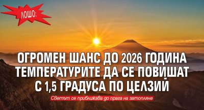 Лошо: Огромен шанс до 2026 година температурите да се повишат с 1,5 градуса по Целзий