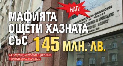 НАП: Мафията ощети хазната със 145 млн. лв. 