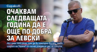 Сираков: Очаквам следващата година да е още по-добра за Левски