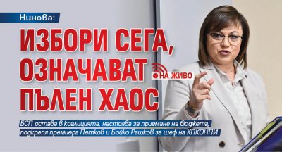 Нинова: Избори сега, означават пълен хаос (НА ЖИВО)