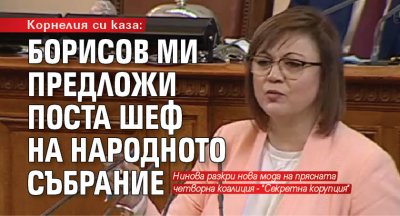 Корнелия си каза: Борисов ми предложи поста шеф на Народното събрание