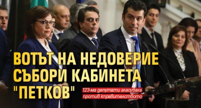 Вотът на недоверие събори кабинета "Петков" 